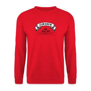 Zürcher und stolz druf - Unisex Pullover - Rot - Vorne - Alina (178cm) & Michal (187cm)