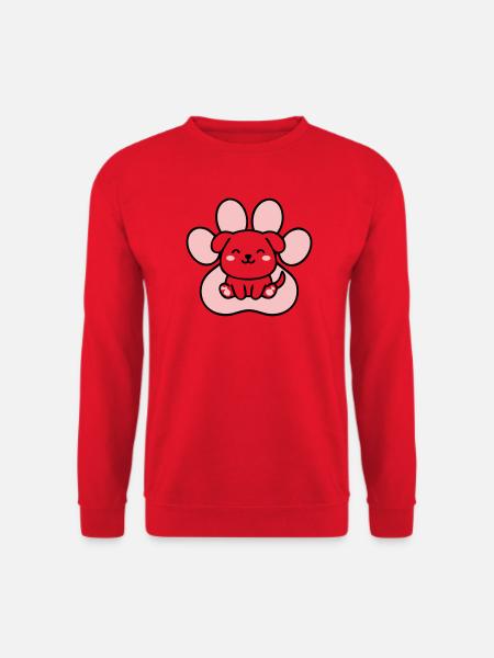 Welpe Hundepfote Grafik - Unisex Pullover - Rot