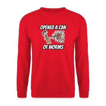 Hat eine Büchse der Pandora geöffnet – lustige Idiom-Zeichentrickserie - Unisex Pullover - Rot - Vorne - Alina (178cm) & Michal (187cm)