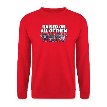 Auf allen aufgewachsen - Unisex Pullover - Rot - Vorne - Alina (178cm) & Michal (187cm)