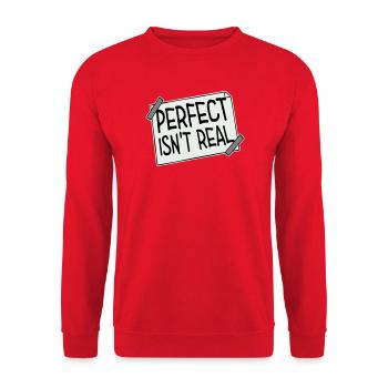 Perfect isn't real Perfekt Gibt Es Nicht Logo Text - Unisex Pullover - Rot - Vorne - Alina (178cm) & Michal (187cm)