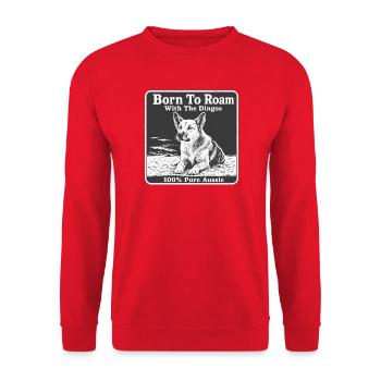 Abenteuerlust: Born To Roam With The Dingos - Unisex Pullover - Rot - Vorne - Alina (178cm) & Michal (187cm)