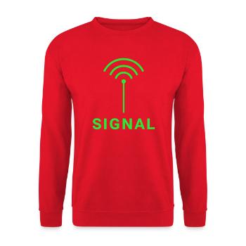 Signal Official Logo Visual – Textliches Abenteuer - Unisex Pullover - Rot - Vorne - Alina (178cm) & Michal (187cm)