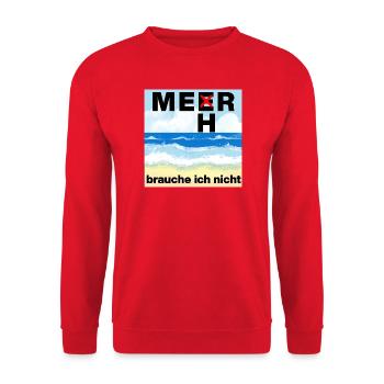 ICH WILL MEER, MEHR BRAUCHE ICH NICHT, MEERLIEBE - Unisex Pullover - Rot - Vorne - Alina (178cm) & Michal (187cm)