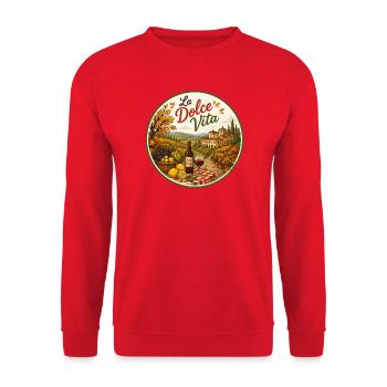 La Dolce Vita Weinanbau Szene - Unisex Pullover - Rot - Vorne - Alina (178cm) & Michal (187cm)