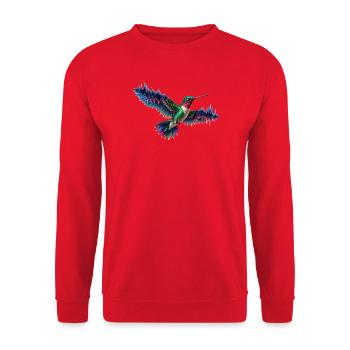 Lebendige Kolibri-Wellenkunst - Unisex Pullover - Rot - Vorne - Alina (178cm) & Michal (187cm)