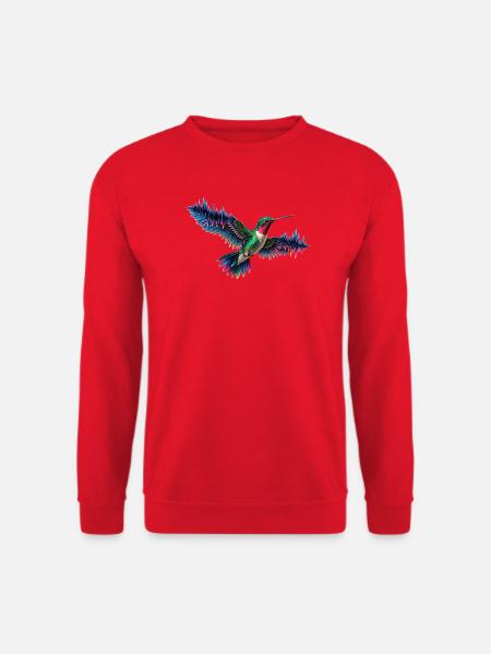 Lebendige Kolibri-Wellenkunst - Unisex Pullover - Rot