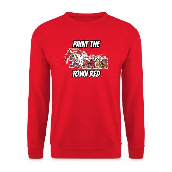 Paint the Town Red – Lustige, wörtliche Idiom-Zeichentrickserie - Unisex Pullover - Rot - Vorne - Alina (178cm) & Michal (187cm)
