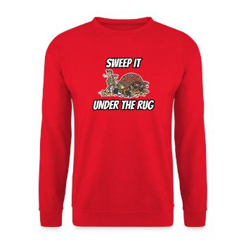 Sweep it under the carpet – lustige Idiom-Zeichentrickserie - Unisex Pullover - Rot - Vorne - Alina (178cm) & Michal (187cm)