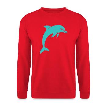 Anmutiger Delfin minimalistischer Türkis - Unisex Pullover - Rot - Vorne - Alina (178cm) & Michal (187cm)