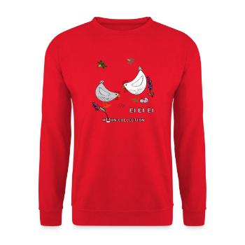zwei Hühner   - Unisex Pullover - Rot - Vorne - Alina (178cm) & Michal (187cm)