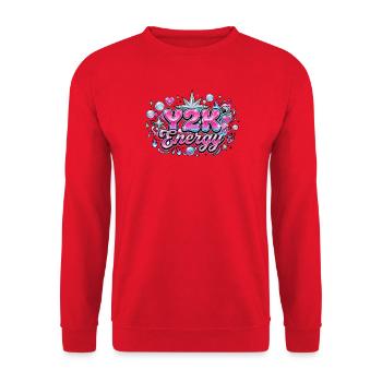 Y2K Energy 2000er-Grafik - Unisex Pullover - Rot - Vorne - Alina (178cm) & Michal (187cm)