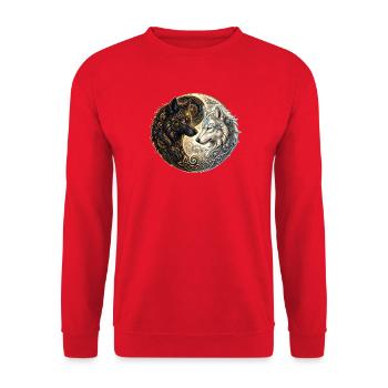 Celtic Wolves Yin Yang – Steampunk Harmony. - Unisex Pullover - Rot - Vorne - Alina (178cm) & Michal (187cm)