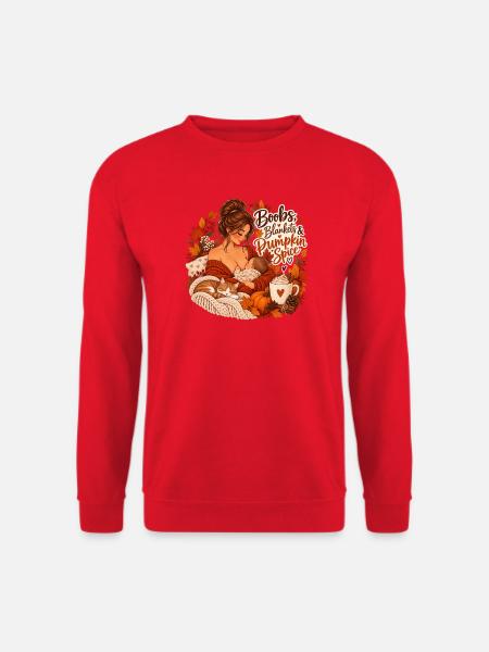 Boobs, Blankets & Pumpkin Spice - Unisex Pullover - Rot