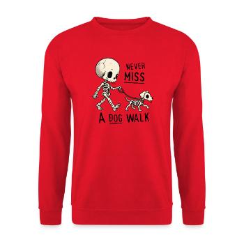 Never miss a dog walk - Unisex Pullover - Rot - Vorne - Alina (178cm) & Michal (187cm)