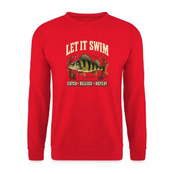 Barschangeln Catch and Release Shirt - Unisex Pullover - Rot - Vorne - Alina (178cm) & Michal (187cm)