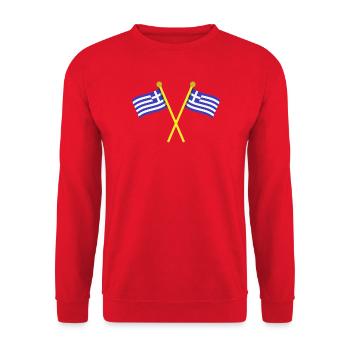 Griechische Flagge - Unisex Pullover - Rot - Vorne - Alina (178cm) & Michal (187cm)