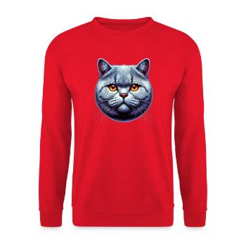 Britische Kurzhaarkatze - Unisex Pullover - Rot - Vorne - Alina (178cm) & Michal (187cm)
