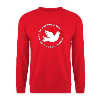 Dove with bible verse - Unisex Pullover - Rot - Vorne - Alina (178cm) & Michal (187cm)