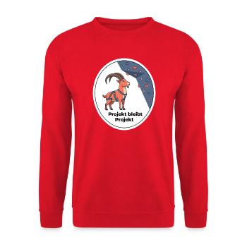 Projekt bleibt Projekt Klettern Shirt - Unisex Pullover - Rot - Vorne - Alina (178cm) & Michal (187cm)