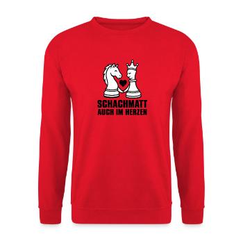 Schachmatt auch im Herzen Schach Liebes Design - Unisex Pullover - Rot - Vorne - Alina (178cm) & Michal (187cm)