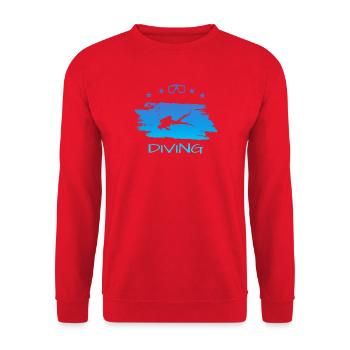 Tauchen Silhouette - Unisex Pullover - Rot - Vorne - Alina (178cm) & Michal (187cm)