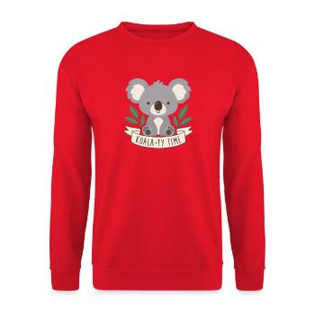 Koala Time Banner Cozy Koala - Unisex Pullover - Rot - Vorne - Alina (178cm) & Michal (187cm)