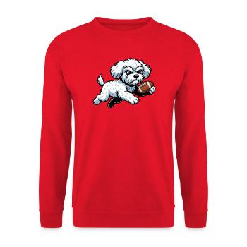 Lustiger Bichon Frisé als American Football - Unisex Pullover - Rot - Vorne - Alina (178cm) & Michal (187cm)