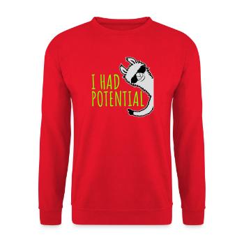 I Had Potential Ich Hatte Potenzial Lama Logo - Unisex Pullover - Rot - Vorne - Alina (178cm) & Michal (187cm)