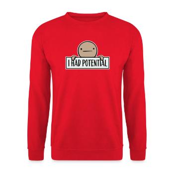 I Had Potential Ich Hatte Potenzial Spruch Logo - Unisex Pullover - Rot - Vorne - Alina (178cm) & Michal (187cm)