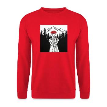 Trachtenmädchen Bergpanorama - Echte Heimat! - Unisex Pullover - Rot - Vorne - Alina (178cm) & Michal (187cm)