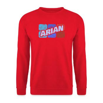 Geschenk für Arian - Unisex Pullover - Rot - Vorne - Alina (178cm) & Michal (187cm)