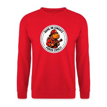 Sportfeuerwehr Atemschutz Fokus Shirt - Unisex Pullover - Rot - Vorne - Alina (178cm) & Michal (187cm)