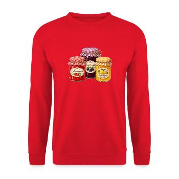 Selbstgemachte Marmelade - Unisex Pullover - Rot - Vorne - Alina (178cm) & Michal (187cm)