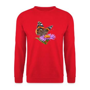 Schmetterling Admiral - Unisex Pullover - Rot - Vorne - Alina (178cm) & Michal (187cm)