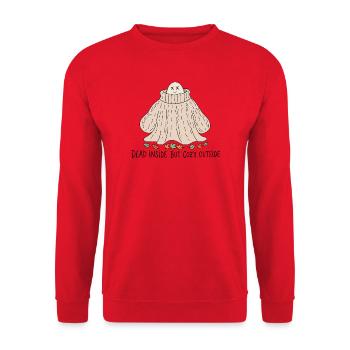 Dead Inside But Cozy Outside - Ghost Sweater  - Unisex Pullover - Rot - Vorne - Alina (178cm) & Michal (187cm)