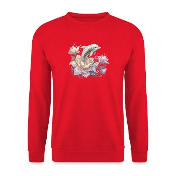 Verzauberter keltischer Delfin. - Unisex Pullover - Rot - Vorne - Alina (178cm) & Michal (187cm)