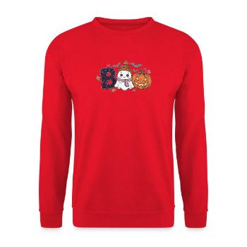 BOO Halloween Gespenst Kürbis Fledermaus Kawaii - Unisex Pullover - Rot - Vorne - Alina (178cm) & Michal (187cm)