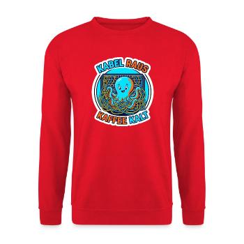 Netzwerker Oktopus Kabel Salat Shirt - Unisex Pullover - Rot - Vorne - Alina (178cm) & Michal (187cm)
