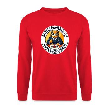 Jurist Notar Anwalt Unterschrieben Geschenk - Unisex Pullover - Rot - Vorne - Alina (178cm) & Michal (187cm)