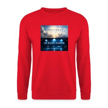 Kontoskift_Impact_AI_RUNS_HUMAN - Unisex Pullover - Rot - Vorne - Alina (178cm) & Michal (187cm)