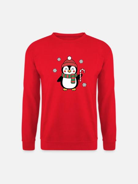 Pinguin mit Bommelmütze – Ugly Christmas - Unisex Pullover - Rot