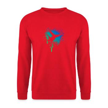 Geschenkidee für einen Hip-Hop-Tänzer mit B-Boying - Unisex Pullover - Rot - Vorne - Alina (178cm) & Michal (187cm)