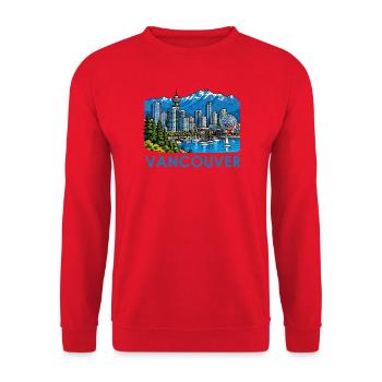Vancouver Skyline Bergpanorama - Unisex Pullover - Rot - Vorne - Alina (178cm) & Michal (187cm)