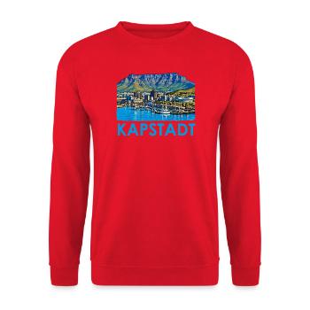 Kapstadt Hafenstadt Skyline - Unisex Pullover - Rot - Vorne - Alina (178cm) & Michal (187cm)
