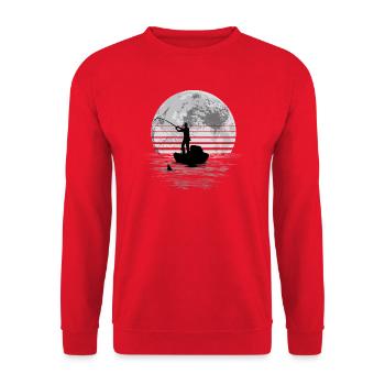 Moonlight Fishing Graphic - Unisex Pullover - Rot - Vorne - Alina (178cm) & Michal (187cm)