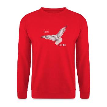 Born to fly free - Möwe Freiheit & Meer - Unisex Pullover - Rot - Vorne - Alina (178cm) & Michal (187cm)