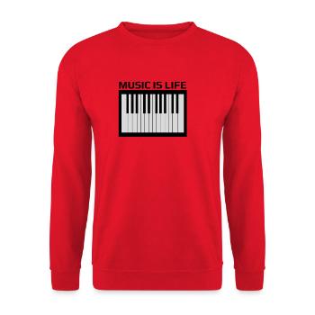 Monochrome Klaviertasten - Unisex Pullover - Rot - Vorne - Alina (178cm) & Michal (187cm)