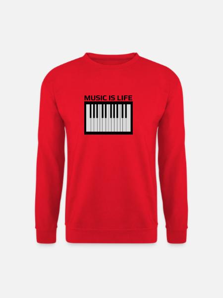 Monochrome Klaviertasten - Unisex Pullover - Rot