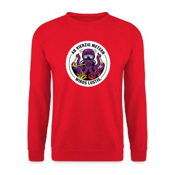 Tieftauch Oktopus lustig Shirt - Unisex Pullover - Rot - Vorne - Alina (178cm) & Michal (187cm)